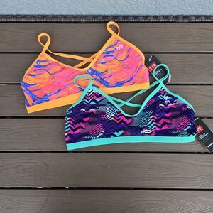 TYR Womens Durafast Trinityfit Workout Bikini Top Bundle Of 2 Sz XL NEW